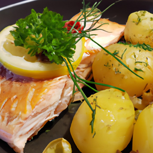 Hausgemachtes Gericht aus Lachs und Kartoffeln gegen Bluthochdruck 79967